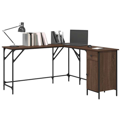 Desk Brown Oak 141x141x75 cm Engineered Wood