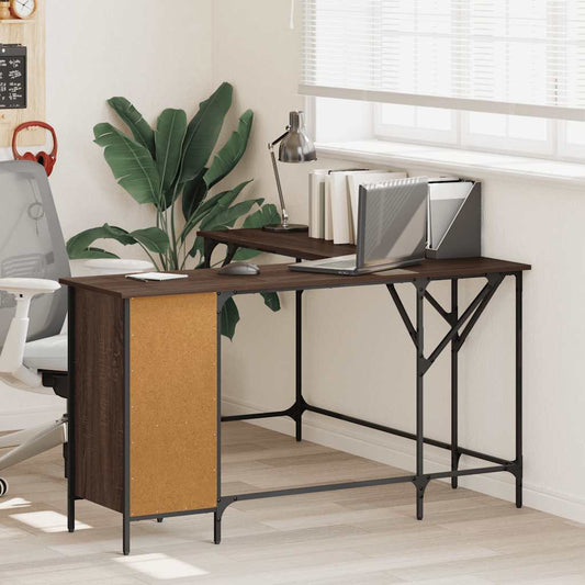 Desk Brown Oak 141x141x75 cm Engineered Wood