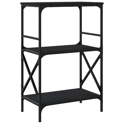 Bookcase 3-Tier Black 59x35x90.5 cm Engineered Wood