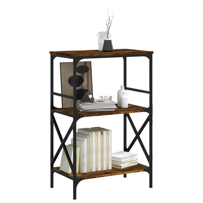 Bookcase 3-Tier Smoked Oak 59x35x90,5 cm Engineered Wood