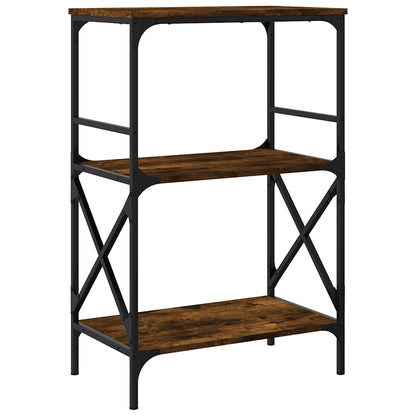 Bookcase 3-Tier Smoked Oak 59x35x90,5 cm Engineered Wood