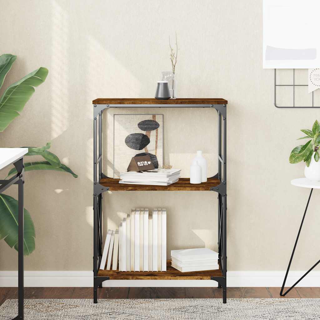 Bookcase 3-Tier Smoked Oak 59x35x90,5 cm Engineered Wood