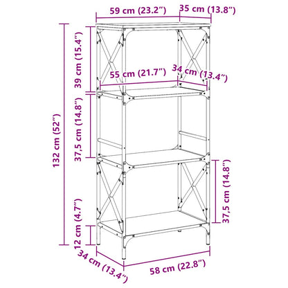 Bookcase 4-Tier Grey Sonoma 59x35x132 cm Engineered Wood