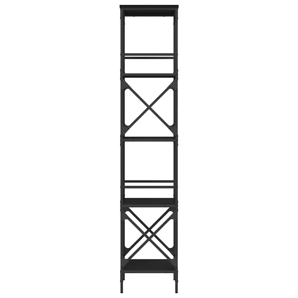 Bookcase 5-Tier Black 59x35x171 cm Engineered Wood