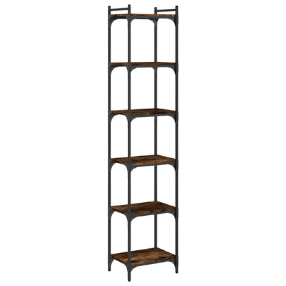 Bookcase 6-Tier Smoked Oak 40x30x188 cm Engineered Wood