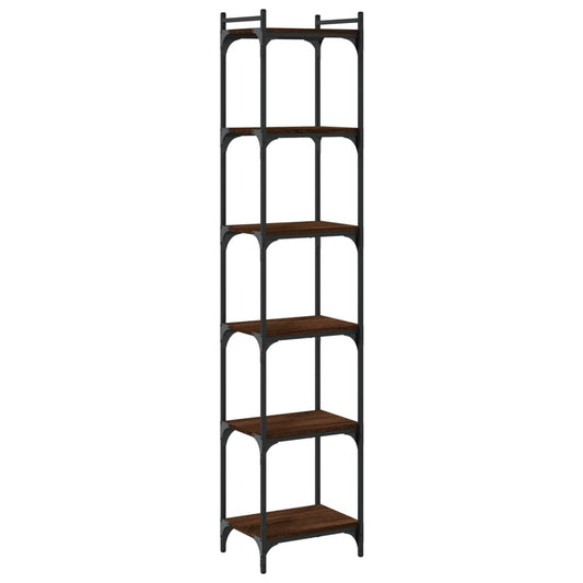 Bookcase 6-Tier Brown Oak 40x30x188 cm Engineered Wood