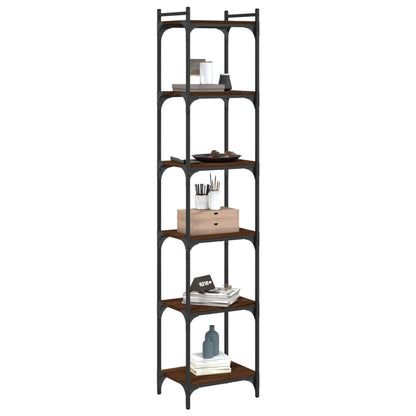 Bookcase 6-Tier Brown Oak 40x30x188 cm Engineered Wood