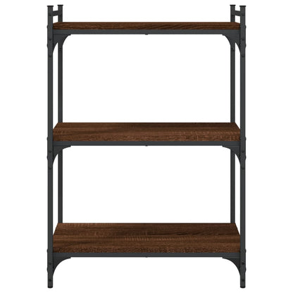 Bookcase 3-Tier Brown Oak 60x30x86 cm Engineered Wood