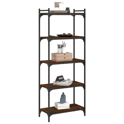 Bookcase 5-Tier Brown Oak 60x30x154 cm Engineered Wood