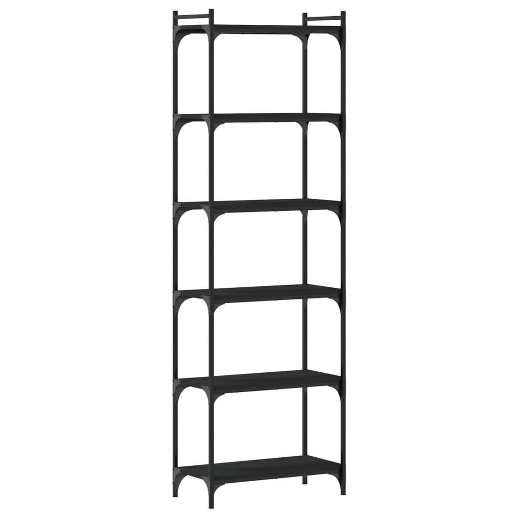 Bookcase 6-Tier Black 60x30x188 cm Engineered Wood