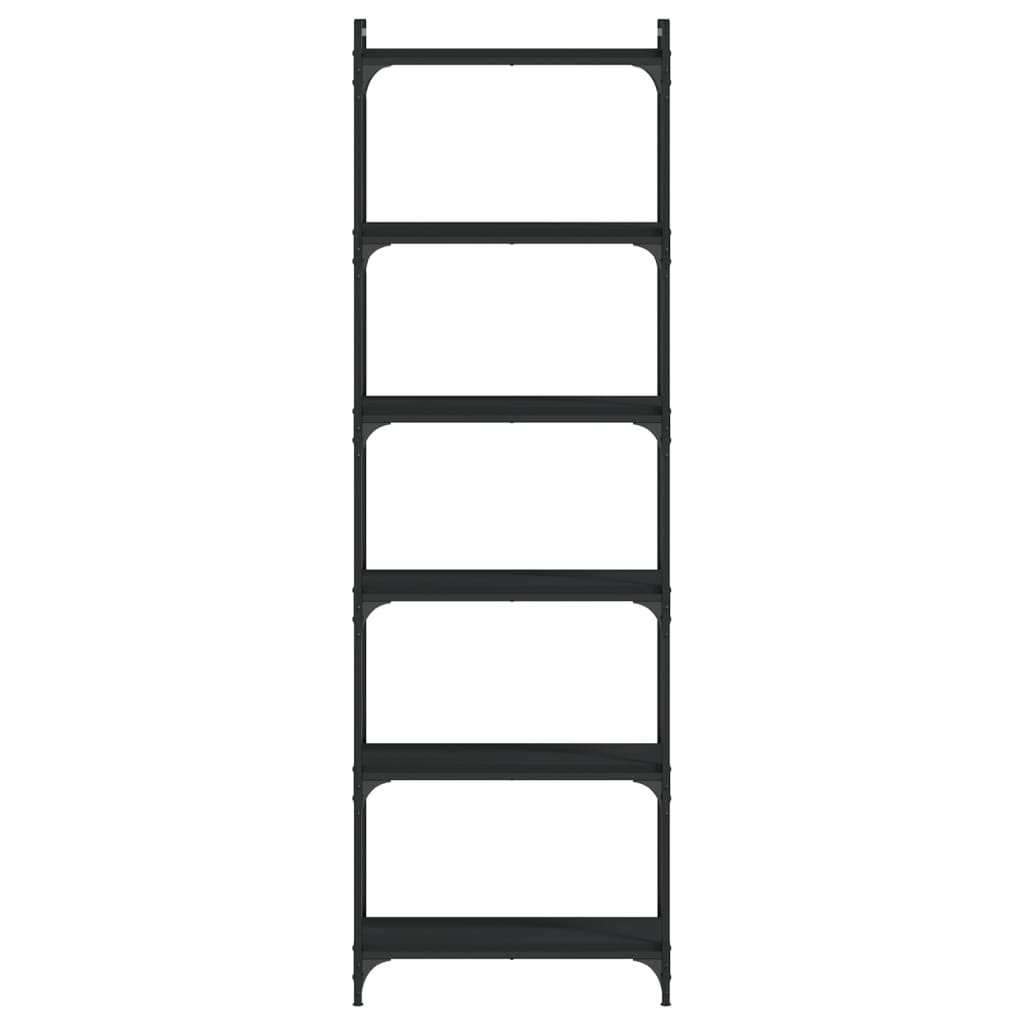 Bookcase 6-Tier Black 60x30x188 cm Engineered Wood