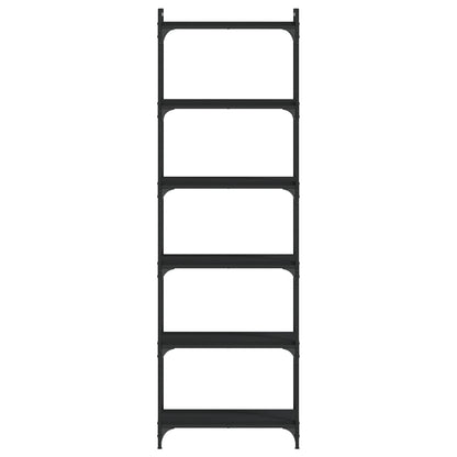Bookcase 6-Tier Black 60x30x188 cm Engineered Wood