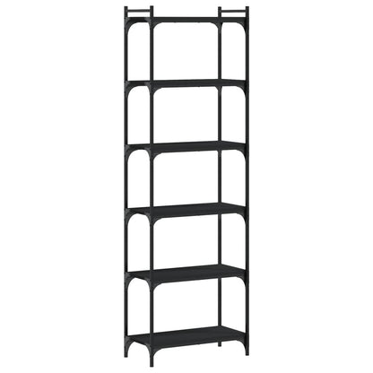 Bookcase 6-Tier Black 60x30x188 cm Engineered Wood