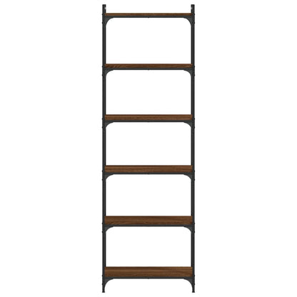 Bookcase 6-Tier Brown Oak 60x30x188 cm Engineered Wood