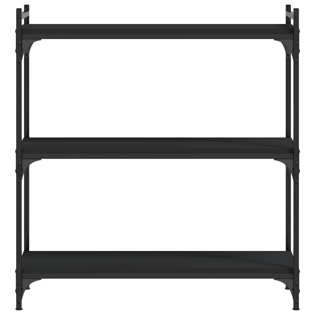 Bookcase 3-Tier Black 80x30x86 cm Engineered Wood