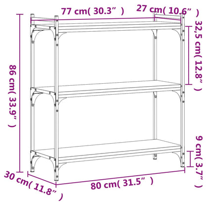 Bookcase 3-Tier Black 80x30x86 cm Engineered Wood