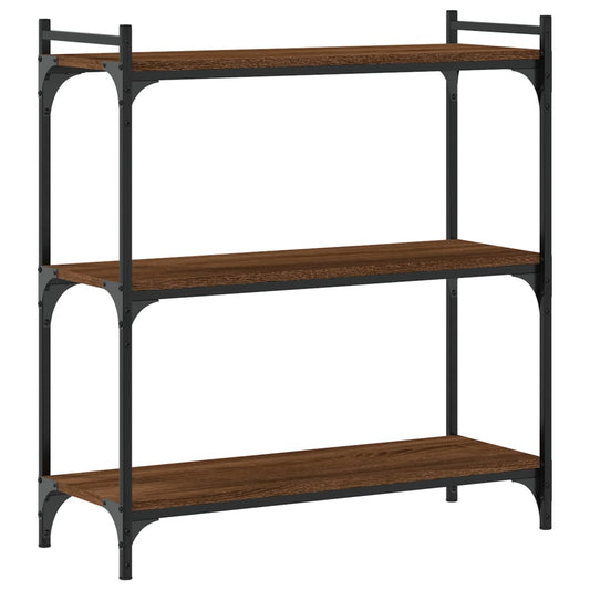 Bookcase 3-Tier Brown Oak 80x30x86 cm Engineered Wood