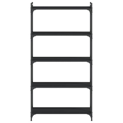 Bookcase 5-Tier Black 80x30x154 cm Engineered Wood