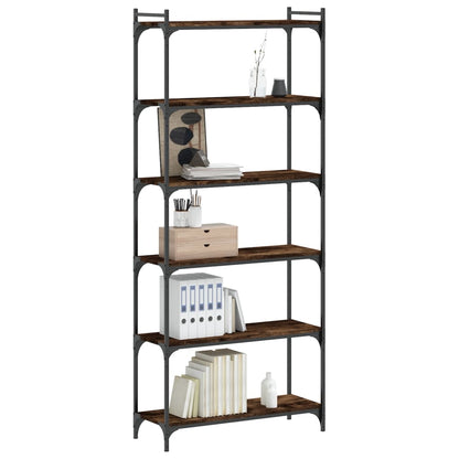 Bookcase 6-Tier Smoked Oak 80x30x188 cm Engineered Wood