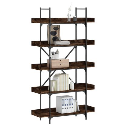 Bookcase 5-Tier Smoked Oak 100x33x180,5 cm Engineered Wood