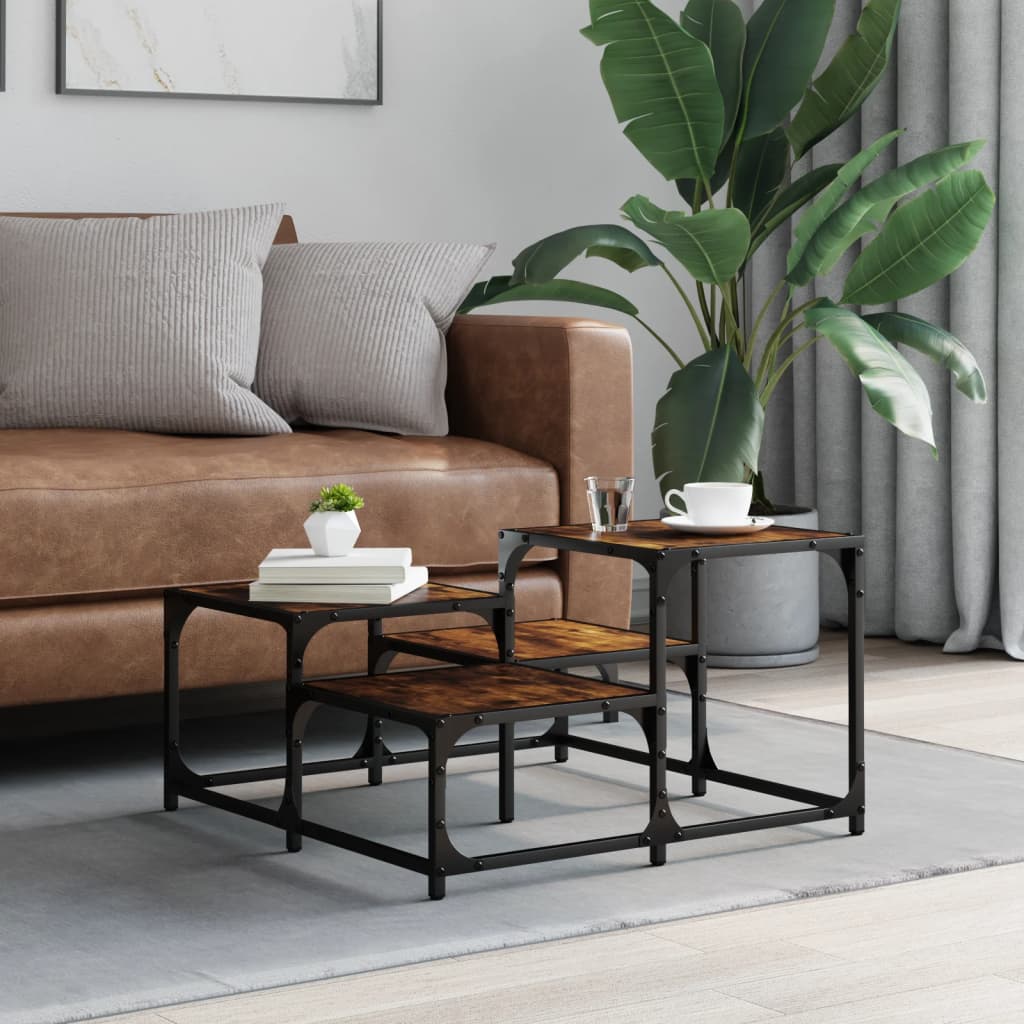 Coffee Table Smoked Oak 68x68x40 cm Engineered Wood
