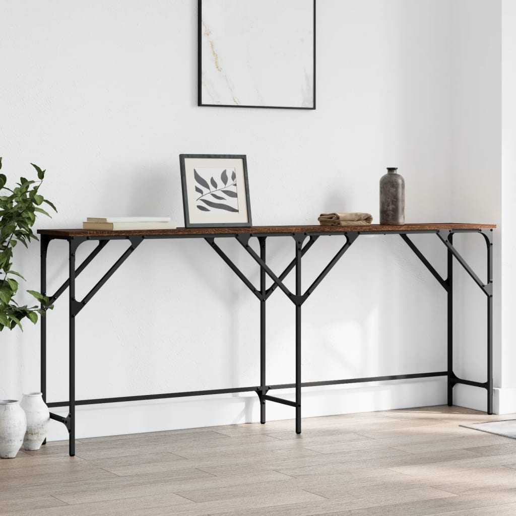 Console Table Brown Oak 180x29x75 cm Engineered Wood