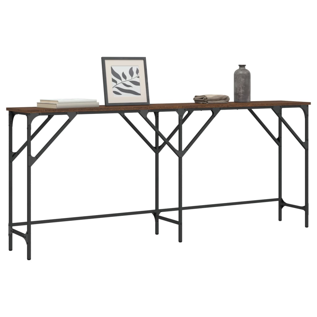 Console Table Brown Oak 180x29x75 cm Engineered Wood
