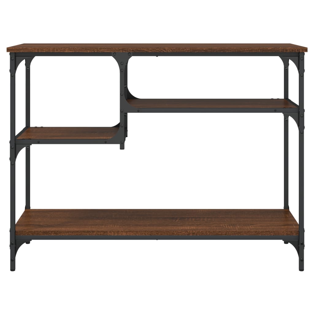 Console Table with Shelves Brown Oak 100x35x75 cm