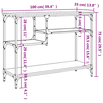 Console Table with Shelves Brown Oak 100x35x75 cm