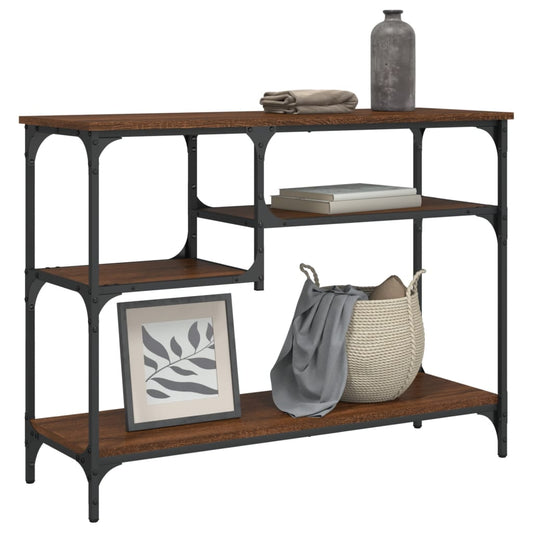 Console Table with Shelves Brown Oak 100x35x75 cm