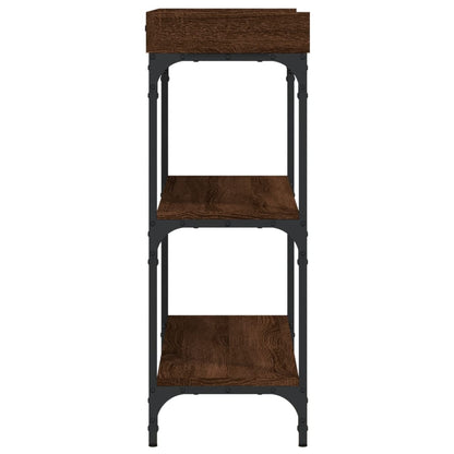Console Table with Shelves Brown Oak 100x30x80 cm