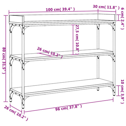 Console Table with Shelves Brown Oak 100x30x80 cm