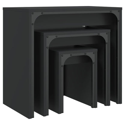 Nesting Coffee Tables 3 pcs Black Engineered Wood
