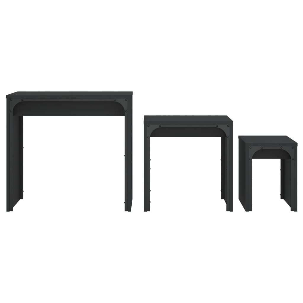 Nesting Coffee Tables 3 pcs Black Engineered Wood
