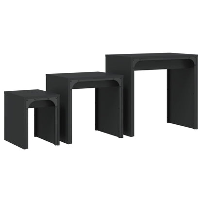Nesting Coffee Tables 3 pcs Black Engineered Wood