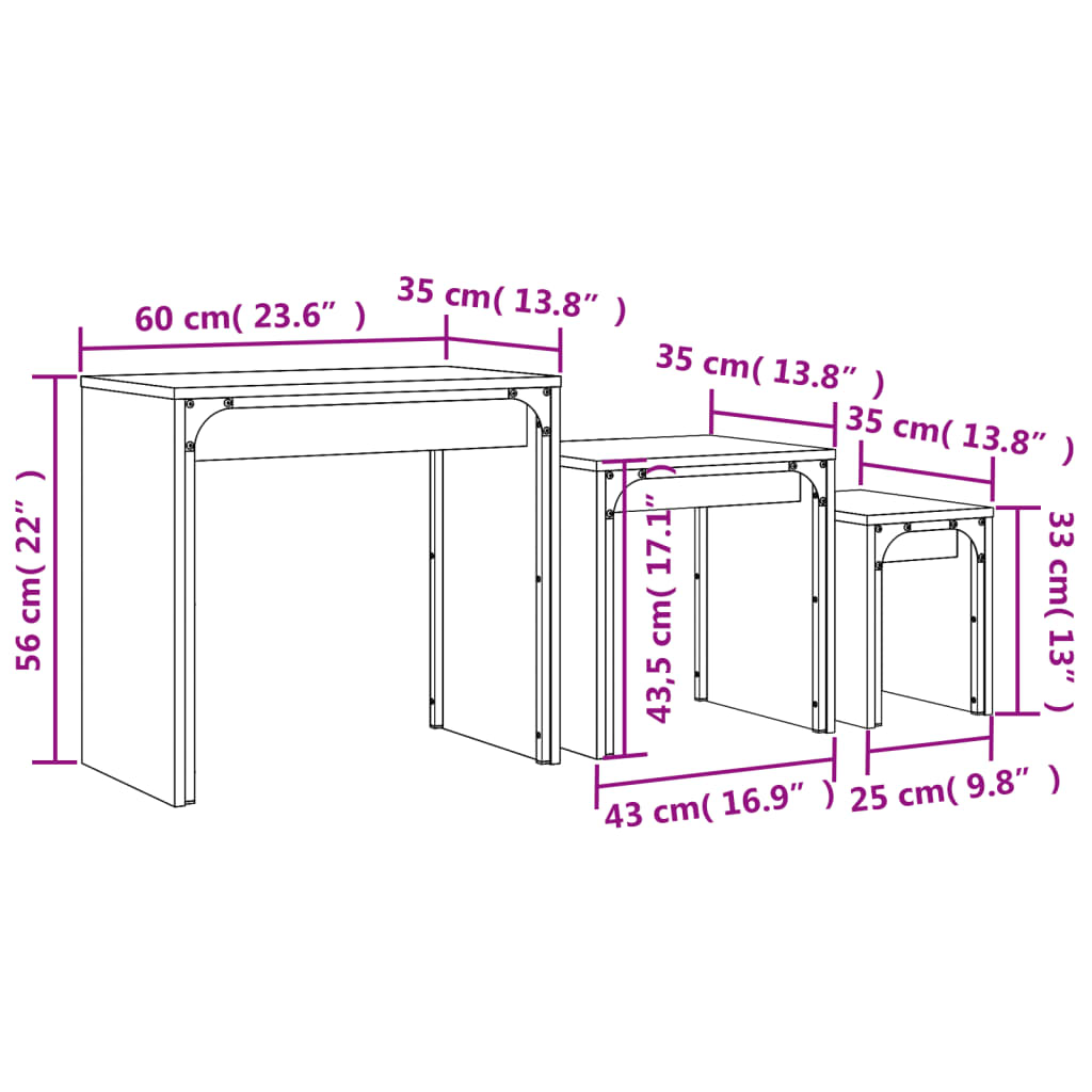 Nesting Coffee Tables 3 pcs Grey Sonoma Engineered Wood