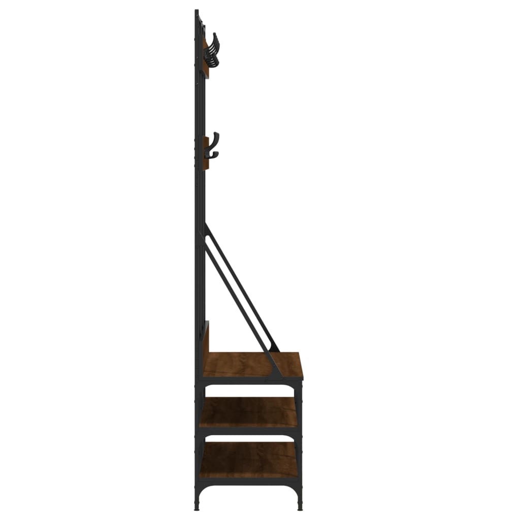 Clothes Rack with Shoe Storage Brown Oak 100x40x184 cm