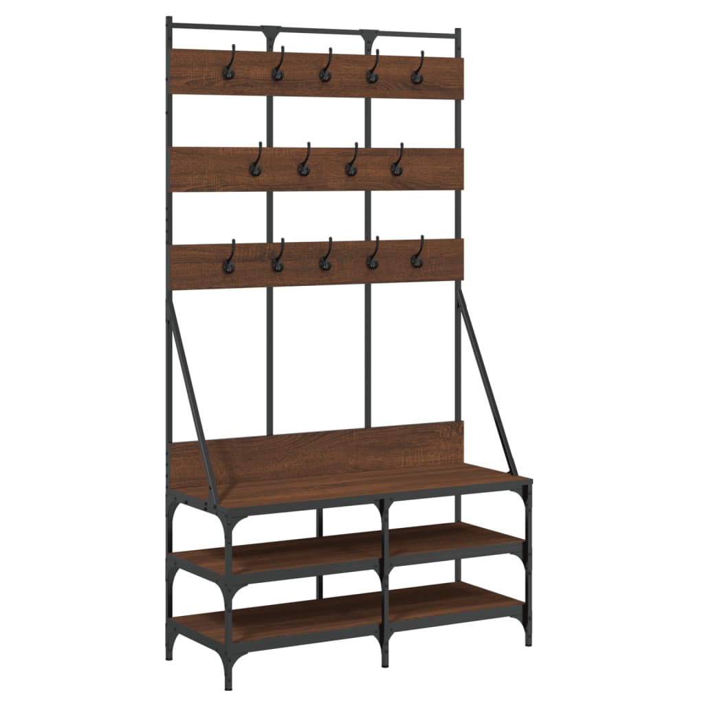 Clothes Rack with Shoe Storage Brown Oak 100x40x184 cm