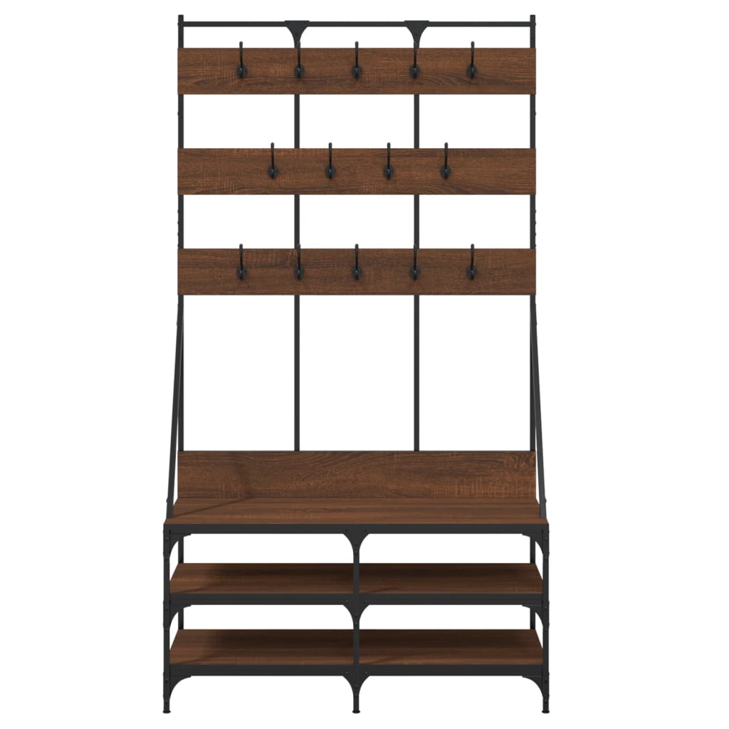 Clothes Rack with Shoe Storage Brown Oak 100x40x184 cm