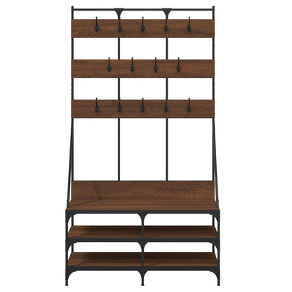 Clothes Rack with Shoe Storage Brown Oak 100x40x184 cm