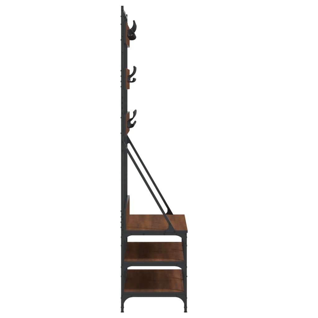 Clothes Rack with Shoe Storage Brown Oak 100x40x184 cm