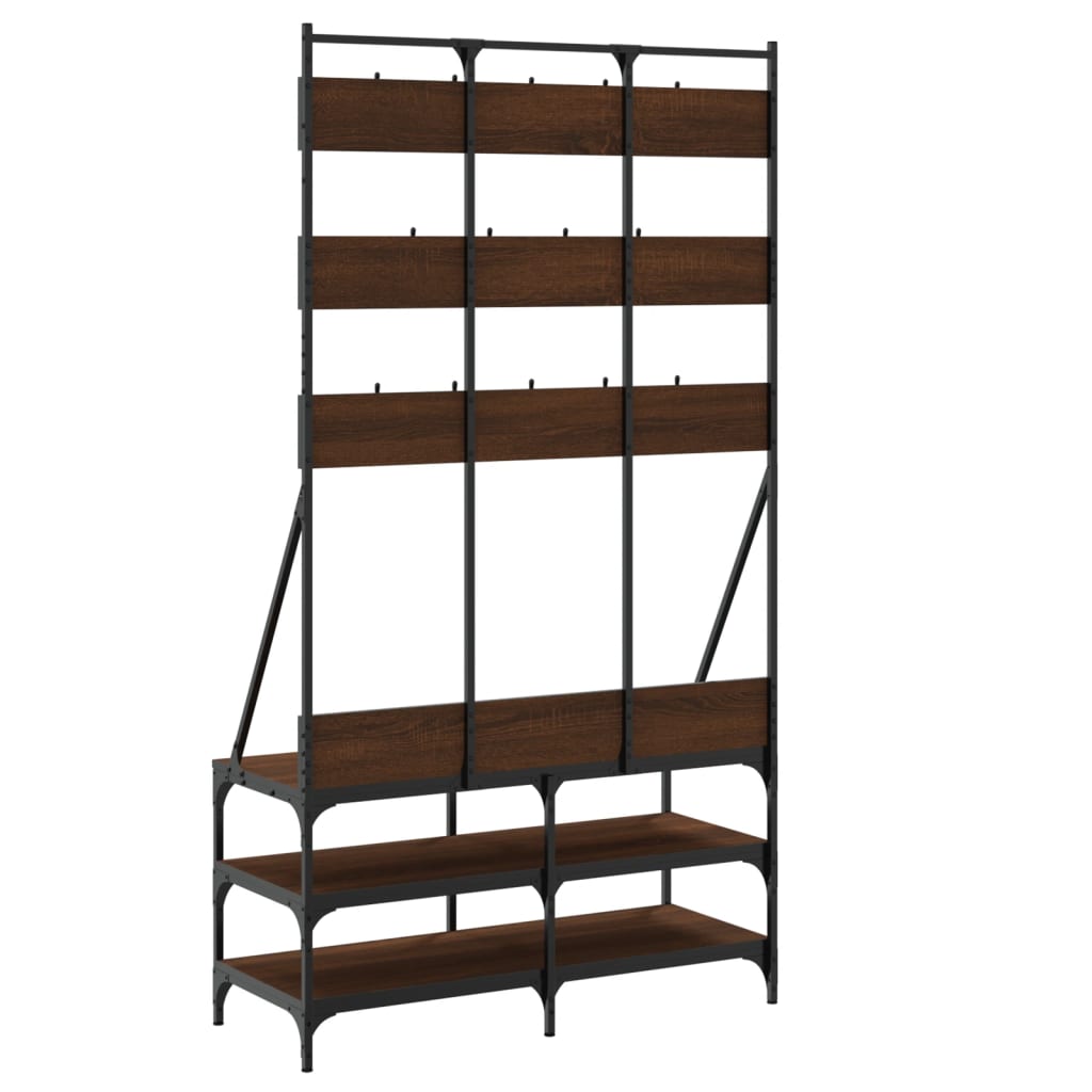 Clothes Rack with Shoe Storage Brown Oak 100x40x184 cm