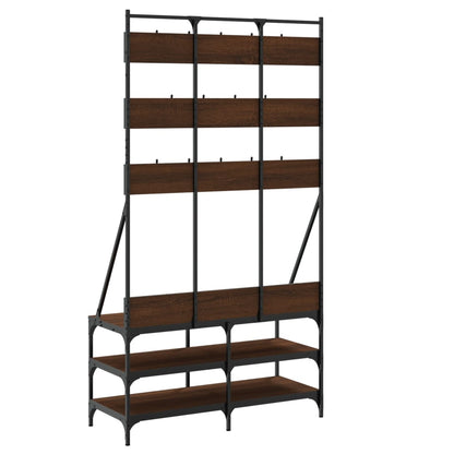 Clothes Rack with Shoe Storage Brown Oak 100x40x184 cm