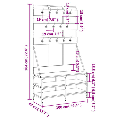 Clothes Rack with Shoe Storage Brown Oak 100x40x184 cm