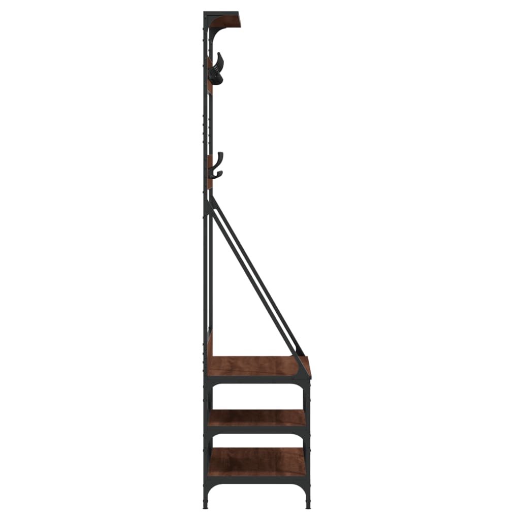 Clothes Rack with Shoe Storage Brown Oak 80x40x184 cm