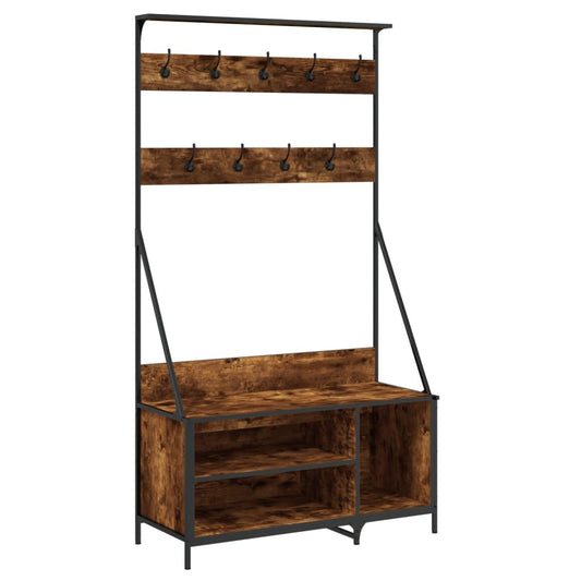 Clothes Rack with Shoe Storage Smoked Oak 100x41x184 cm