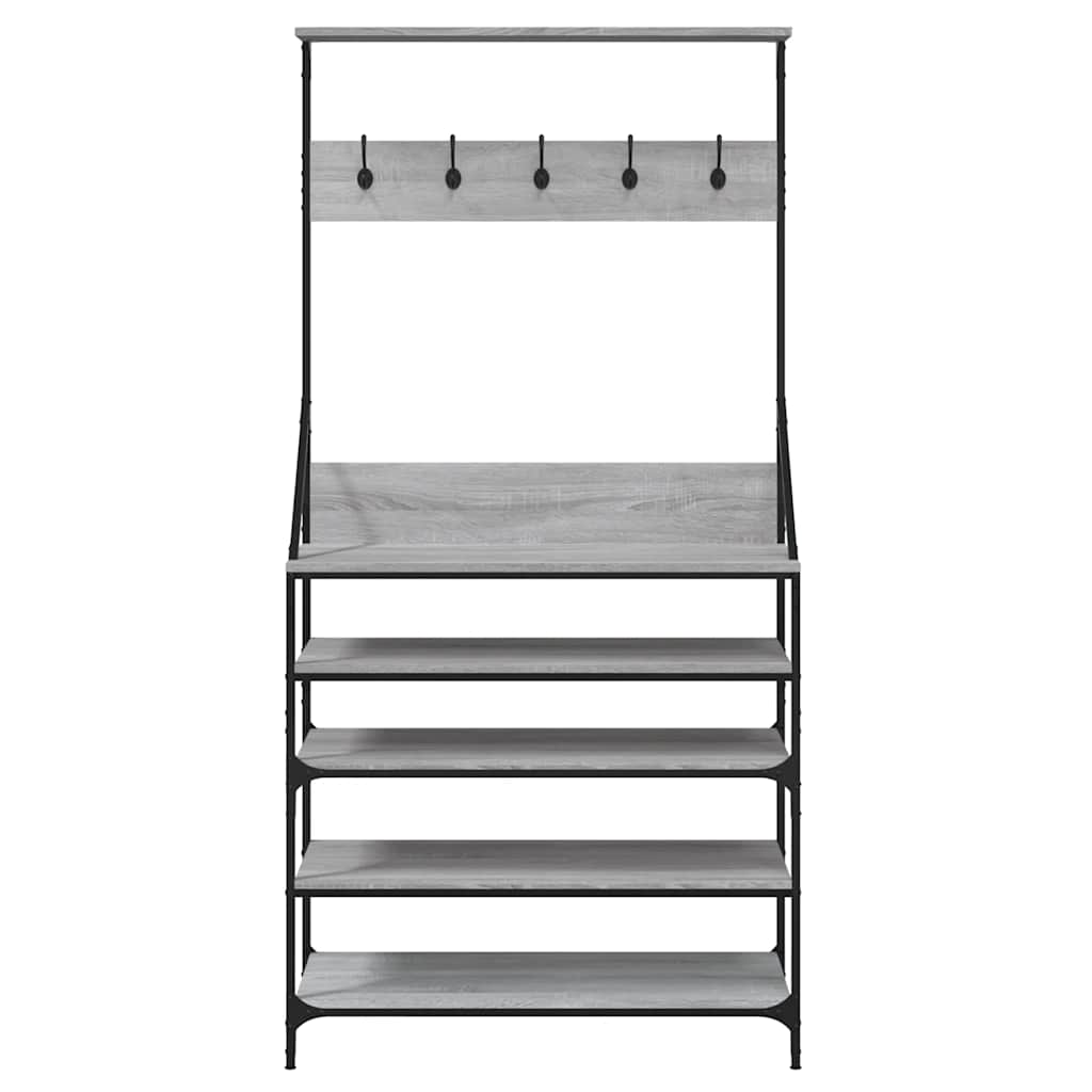 Clothes Rack with Shoe Storage Grey Sonoma 90x34x184 cm