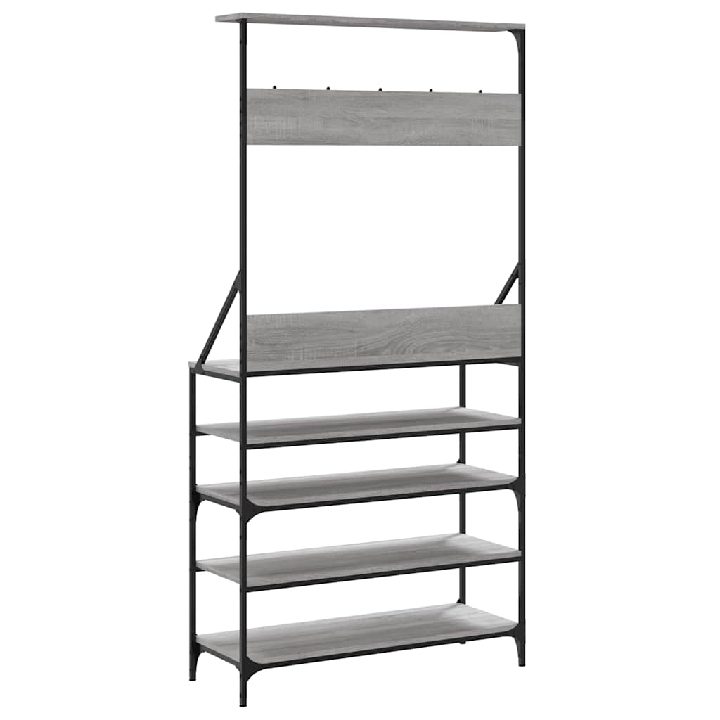 Clothes Rack with Shoe Storage Grey Sonoma 90x34x184 cm