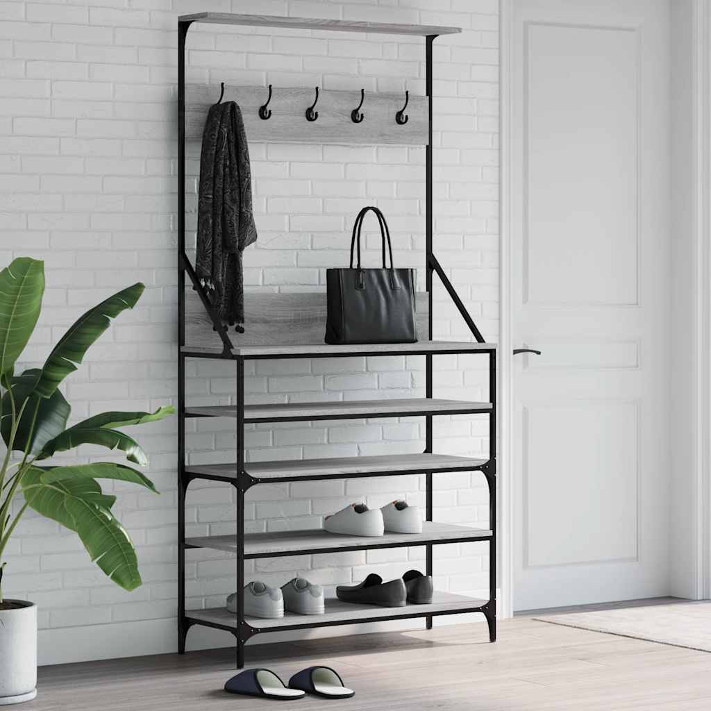Clothes Rack with Shoe Storage Grey Sonoma 90x34x184 cm