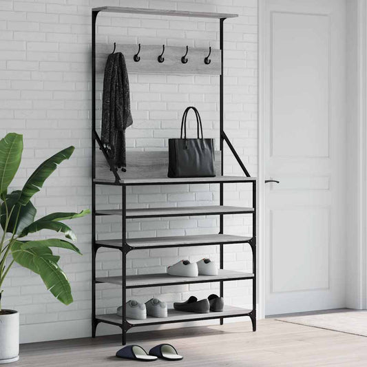 Clothes Rack with Shoe Storage Grey Sonoma 90x34x184 cm
